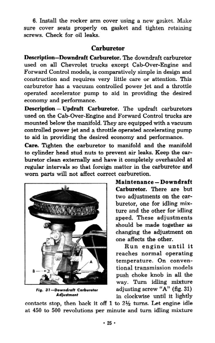 1954 Chevrolet Trucks Operators Manual Page 89
